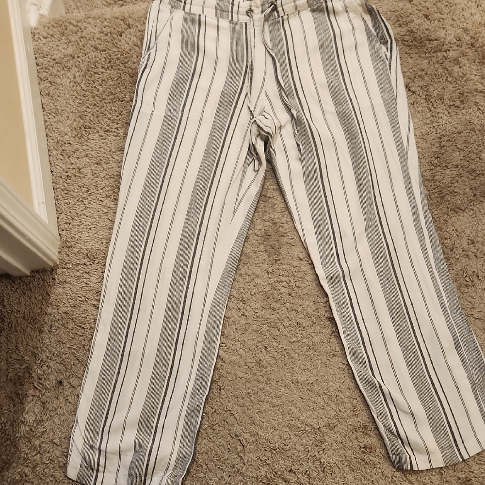 Per Se Striped Black and White Pants In Size M